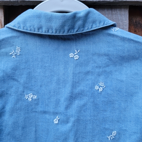 Sezane Tomboy Shirt In Embroidered Denim Sz 34 Us 2 - Picture 9 of 13